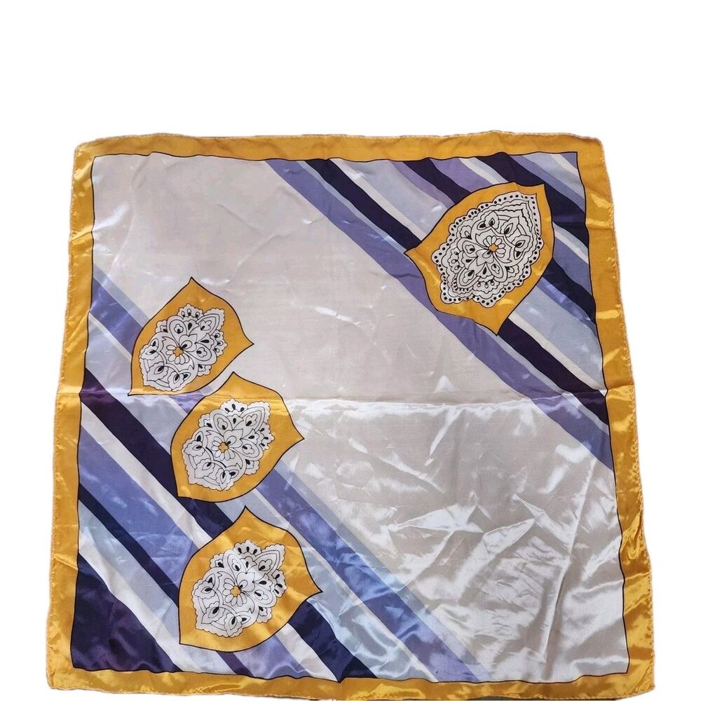 Vintage Square Scarf Made in Japan Geometric Floral 25" X 25"